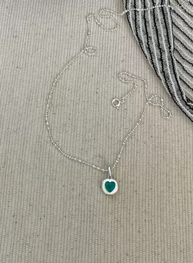 清新灵气!蓝色小爱心项链银色简约清爽款项链清透韩系气质锁骨链