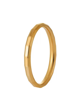 显白显嫩小众轻奢镀18K金马赛克多切面戒指女素圈极简指环不掉色