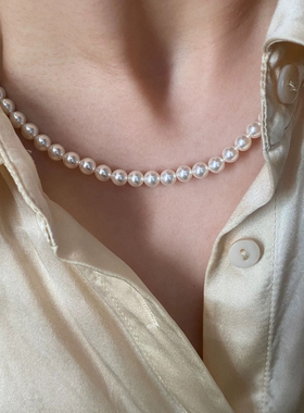 太有sense了~珍珠叠带的意境感蓝宝石三层项链复古法式浪漫风蓝色