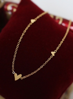 高级轻奢精致基础小桃心锁骨链