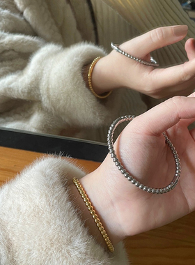 英国设计师仿真金厚重感有份量显贵气质高级感圆珠手镯新款手环