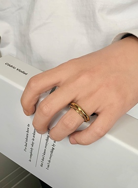 洗手不用摘韩国设计师款双层戒指
