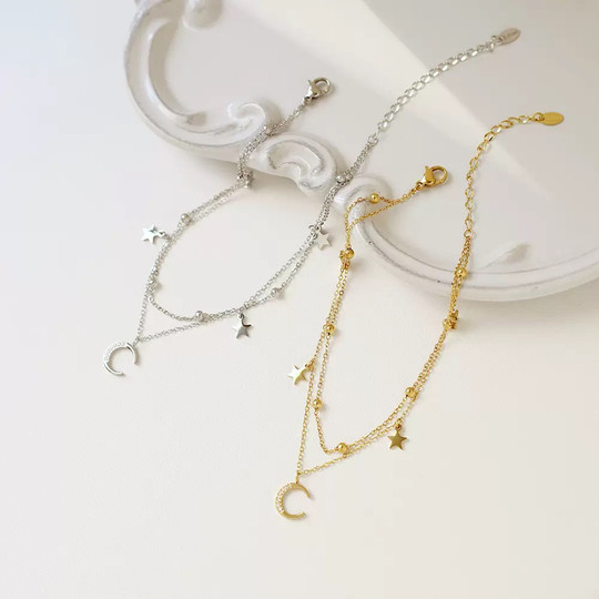 波西米亚风沙滩风不掉色双层脚链气质风森系轻奢五角星时尚性感潮