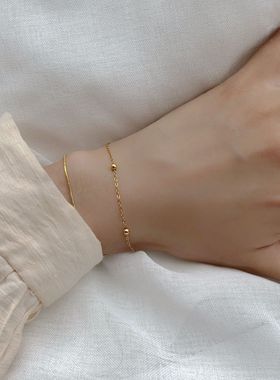 原创极简高级感双层蛇骨圆珠手链