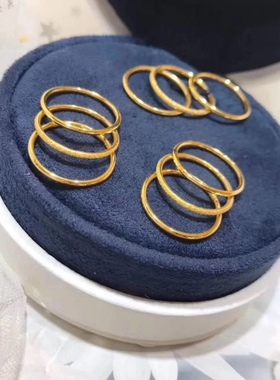 洗手不用摘仿黄金素圈戒指磨砂