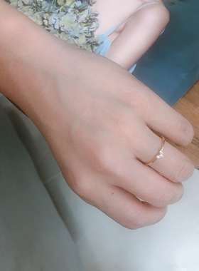 三钻爱心形戒指金色叠戴指环