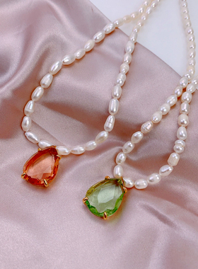 小众法式复古水滴珍珠项链颈链