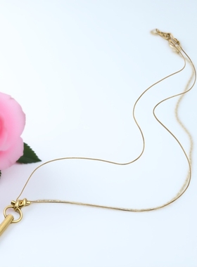 特价孤品小众轻奢做旧哑光金高级感金色简约百搭款情结扣项链