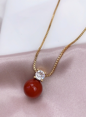 经典戴妃锆石玛瑙珍珠项链