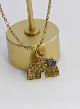 特价清仓j彩虹镶钻项链短款