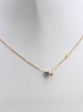 锆石镶嵌925银镀金短款项链