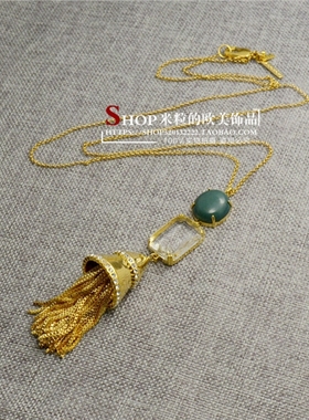 镀金镶钻流苏毛衣链现货长款项链