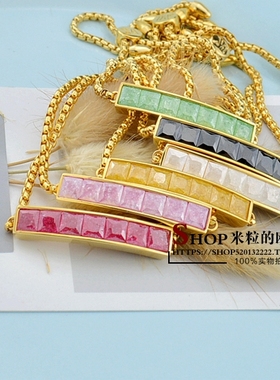 轻奢欧美风镀金镶嵌冰花多色手环