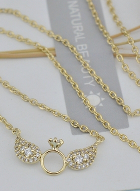 锆石镶嵌小翅膀镀金锁骨链现货