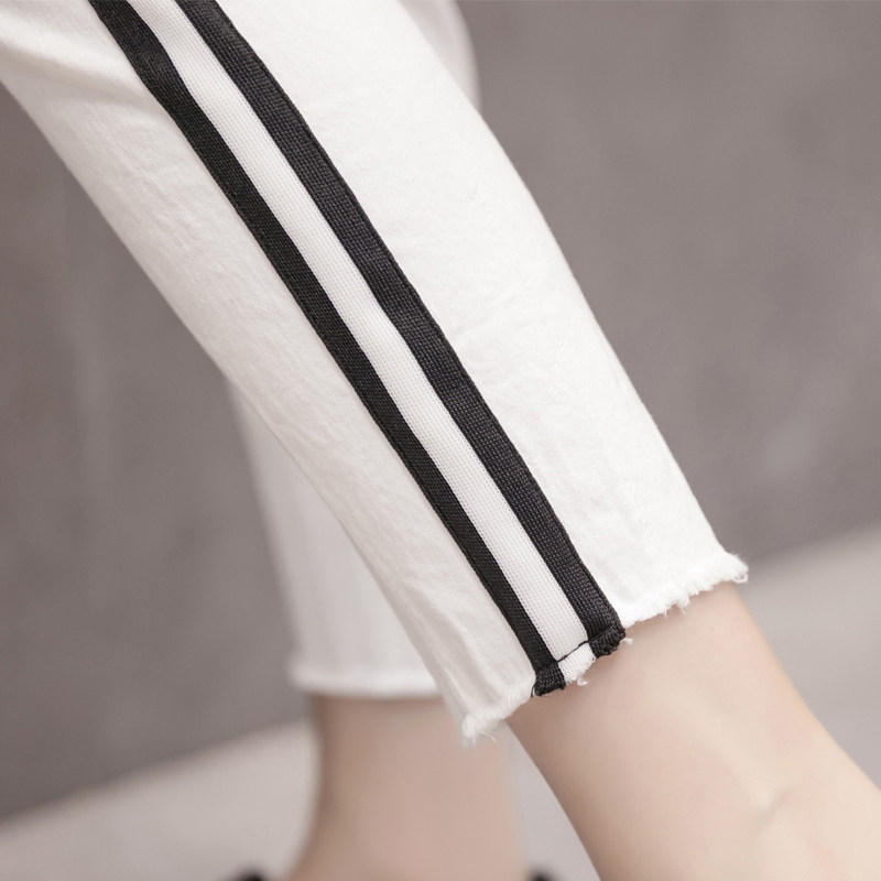 2020新款夏季宽松运动白色休闲裤 玛依恋牛仔裤