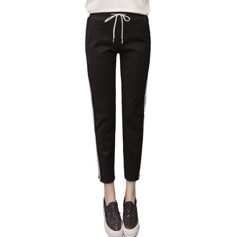 2020新款夏季宽松运动白色休闲裤 玛依恋牛仔裤