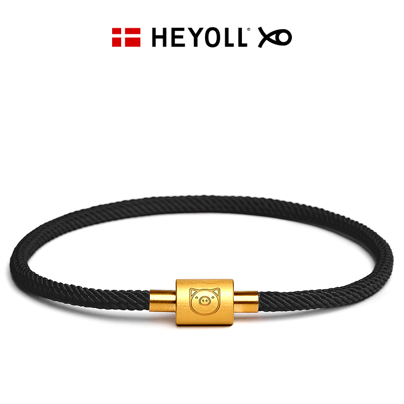 灰鱼潮牌猪年本命年红绳编织手绳男女情侣款手链黄金色刻字 HEYOLL 灰鱼潮牌猪年本命年红绳编织手绳男女情侣款手链黄金色刻字 HEYOLL