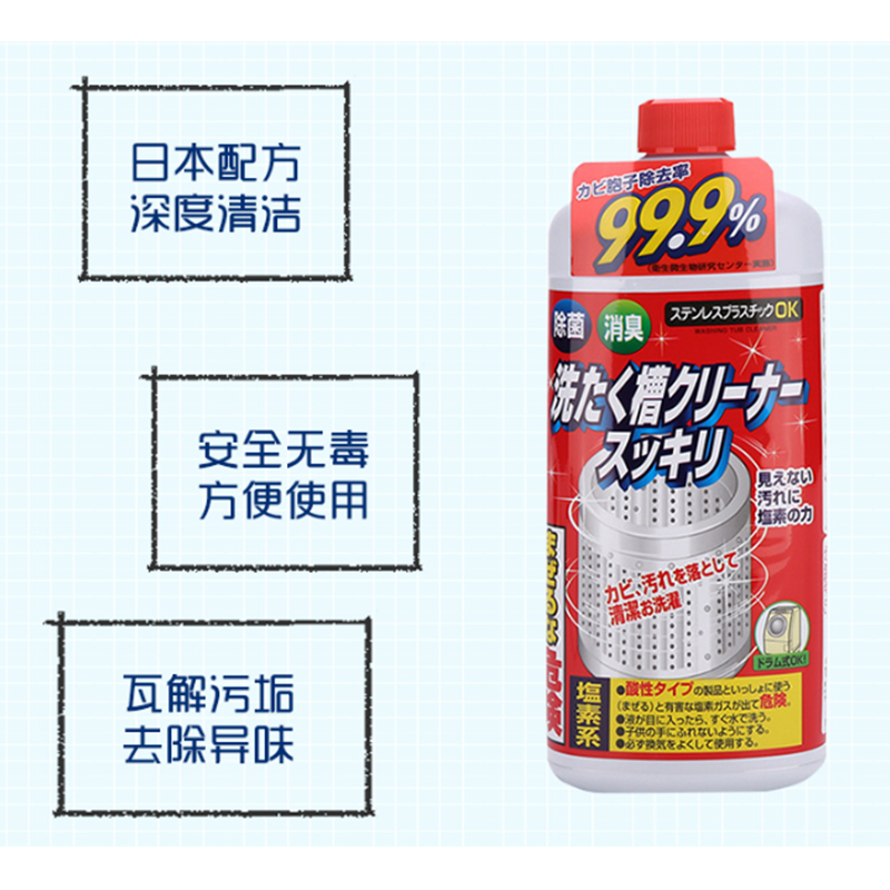 日本ROCKET洗衣机槽清洁剂家用除垢滚筒波轮全半自动洗衣桶除臭剂 - 图2