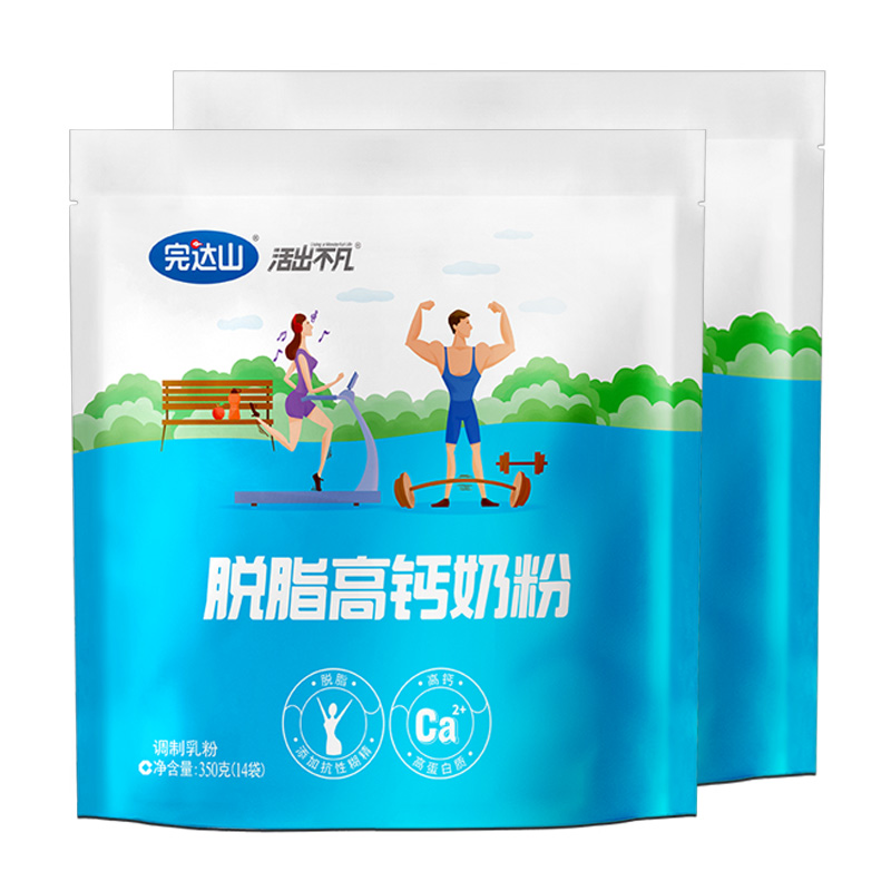 柏洋旗舰店完达山高蛋白脱脂奶粉高钙小袋装成人成年女士大学生营养低脂牛奶3