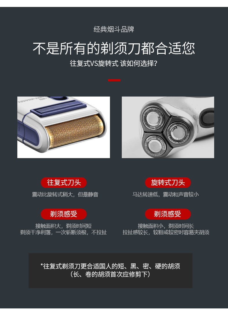 烟斗剃须刀电动经典往复式刮胡刀男士充电式老人头胡须刀便携小巧