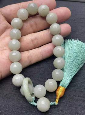 天然玉石佘太翠手持手串送弹力线18子