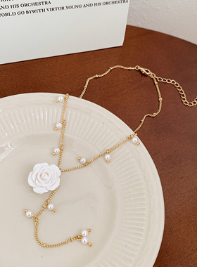 轻奢花朵珍珠款项链女款