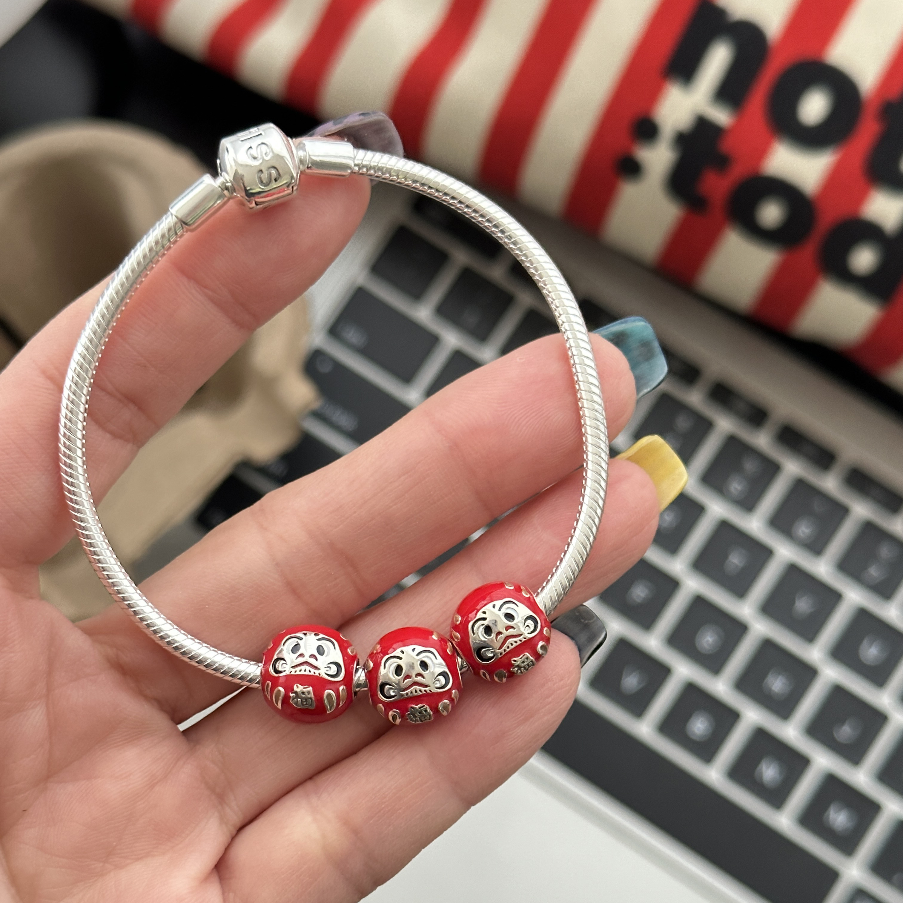 MISS JOJO原创设计简约气质女复古达摩蛋串珠S925纯银吊坠 3735,淘宝优惠券,粉丝福利购,淘宝优惠卷