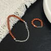 MISSJOJO red bead Cuban chain silver ring