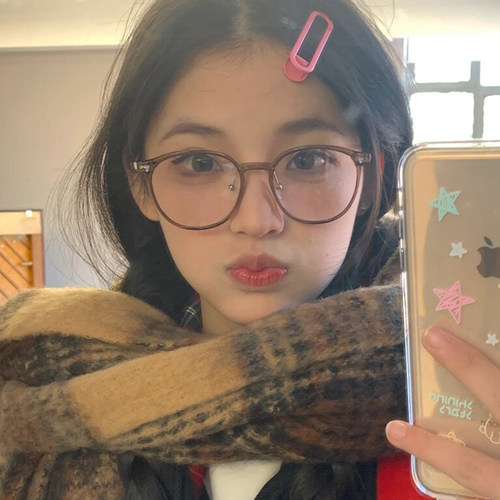 若云超轻近视眼镜框女款素颜显脸小可配度数方圆脸冷茶色眼睛架女 - 图1