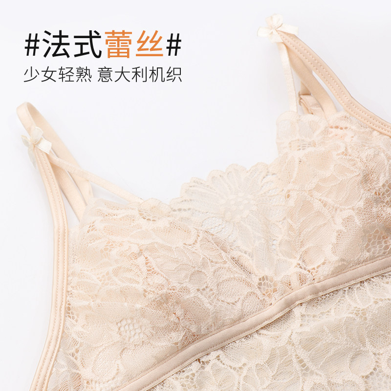 夏季无钢圈法式花朵蕾丝少女文胸 bragood内衣文胸