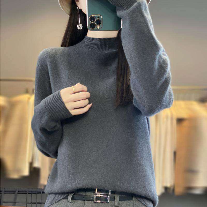 一线撤柜秋冬女新款纯色羊毛简约百搭修身内搭打底半高领针织衫,淘宝优惠券,粉丝福利购,淘宝优惠卷