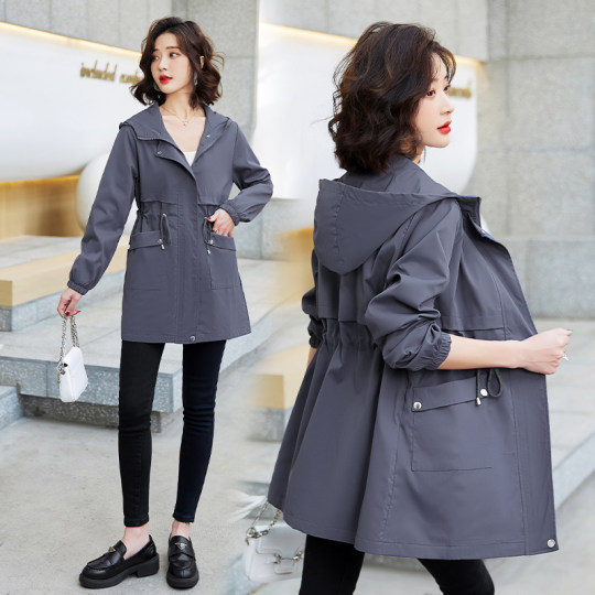 Early spring windbreaker for women mid-length 2025 spring wear new loose casual British style small thin coat jacket
