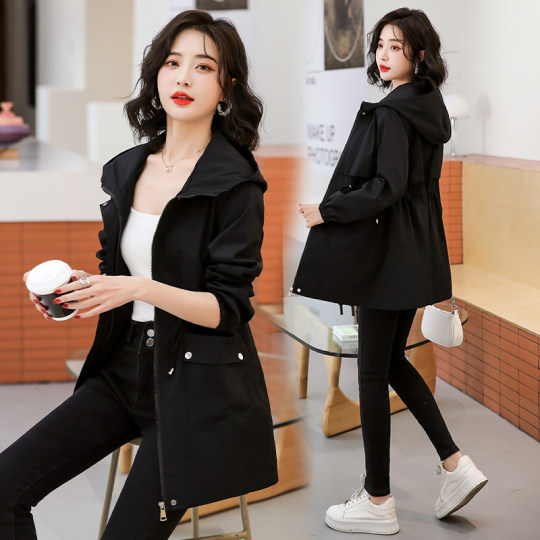 Early spring windbreaker for women mid-length 2025 spring wear new loose casual British style small thin coat jacket
