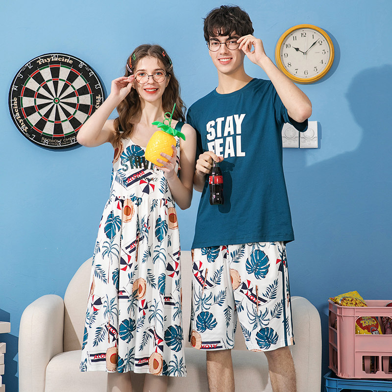 芬腾休闲新款夏季情侣舒适男风睡裙 芬腾迪善睡衣/家居服套装