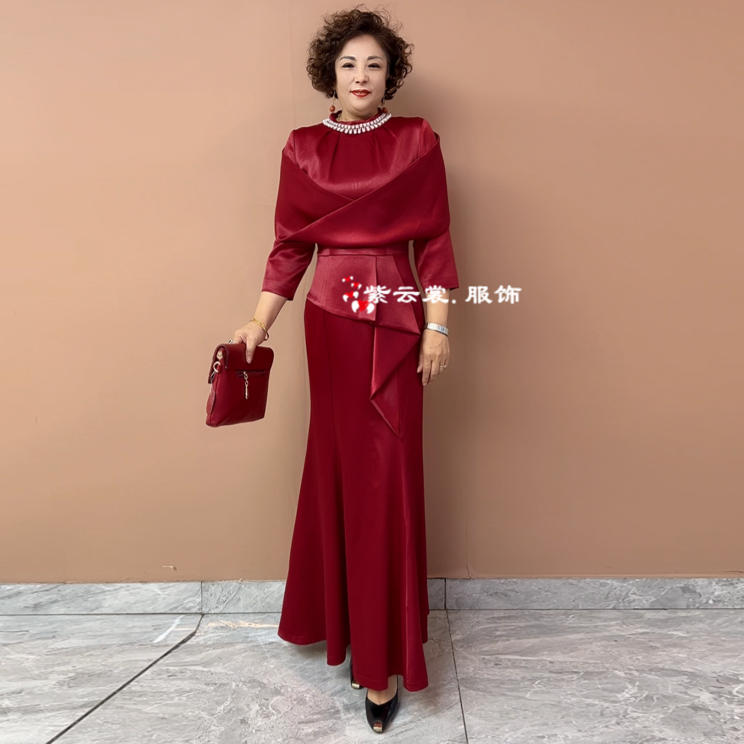 高端喜婆婆婚宴年轻结婚妈妈婚礼高贵洋气鱼尾晚礼服连衣裙敬酒服,淘宝优惠券,粉丝福利购,淘宝优惠卷