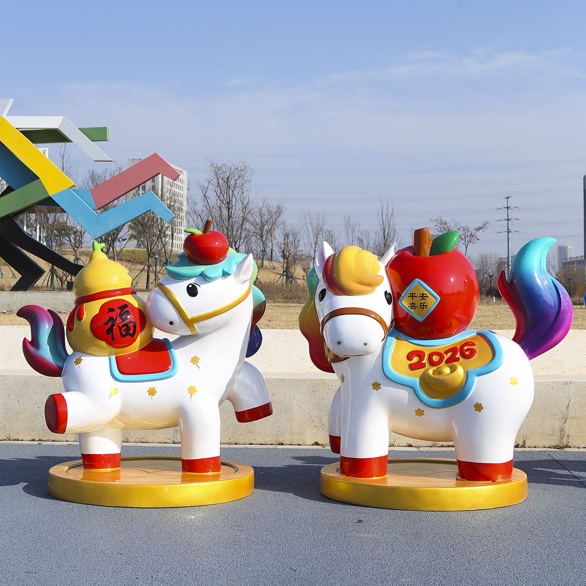 生肖马卡通雕塑新年吉祥物大型摆件户外商场景区酒店网红打卡装饰,淘宝优惠券,粉丝福利购,淘宝优惠卷