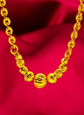 沙金西瓜珠圆珠链条项链手链套装