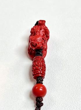 红桥珍珠 貔貅招米米朱砂手机链装饰吊坠 过年过节DIY