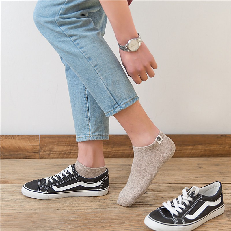 浅口夏季纯棉防臭中筒低帮潮男短袜 素班短袜/打底袜/丝袜/美腿袜