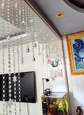 水晶珠帘隔断帘卧室门帘装饰客厅玄关婚庆半挂吊线珠链珠帘子成品