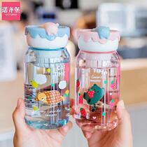 Cute portable water glass girl ladies new 2023 high face value ultra cute children student straight drinking mouth plastic mug