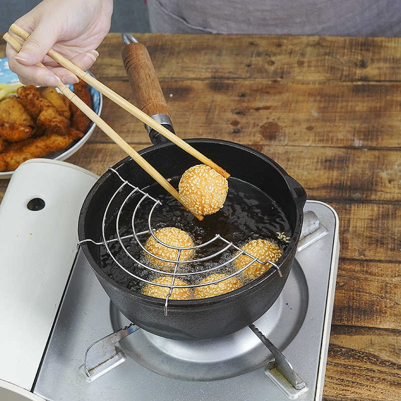 铸铁油炸锅家用省油小炸锅炸薯条小铁锅辅食小奶锅电磁炉燃气通用,淘宝优惠券,粉丝福利购,淘宝优惠卷