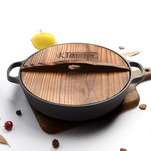 生铁煎锅加厚铸铁平底锅铁锅电磁炉专用燃气灶适用老式家用不粘锅 - 图1