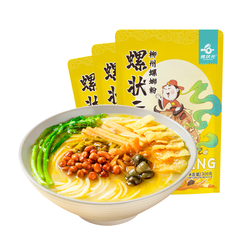 螺状元广西特产柳州正宗牛骨金汤螺蛳粉方便面速食螺蛳粉300g*3袋