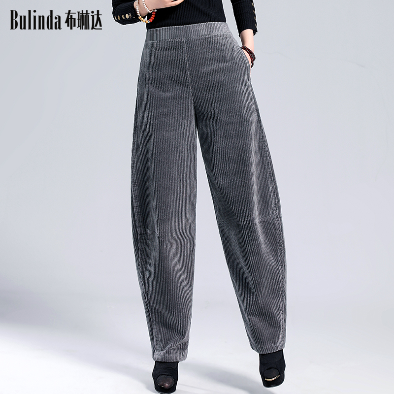 布琳达灯芯绒女裤新款秋冬宽松大码条绒休闲裤子女纯棉香蕉萝卜裤,淘宝优惠券,粉丝福利购,淘宝优惠卷