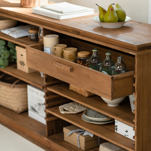 onlythis实木落地置物架多层可移动隔板收纳架客厅餐边柜展示架 - 图1