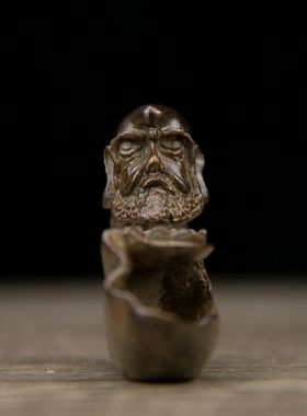 达摩倒流香茶道摆件禅意悟香炉香插熏炉香插5.5*复古2*4厘米54克