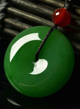 2023新款新疆金丝玉白色玉吊坠羊脂白色平安扣挂坠项链坠子情侣款