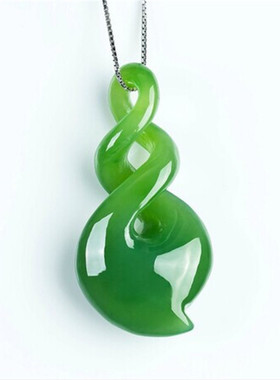 2020新款新疆金丝玉吊坠女款菠菜绿扭转乾坤绿色吊坠玉坠  包邮