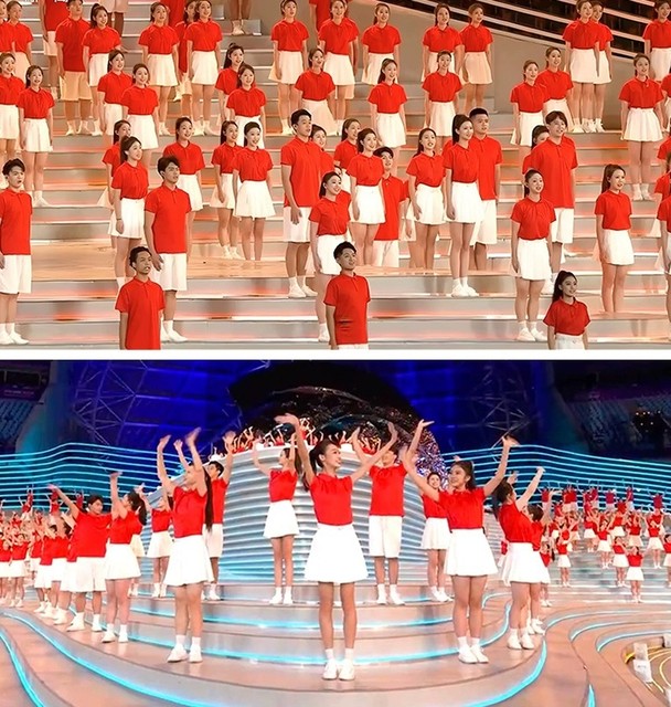 Nylon Red Beautiful Chorus Group Uniforms and Cheerleading Uniforms